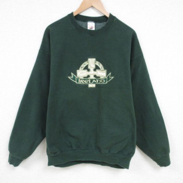 フルーツオブザルーム 90s 長袖スウェット アイルランド グリーン XL | 古着