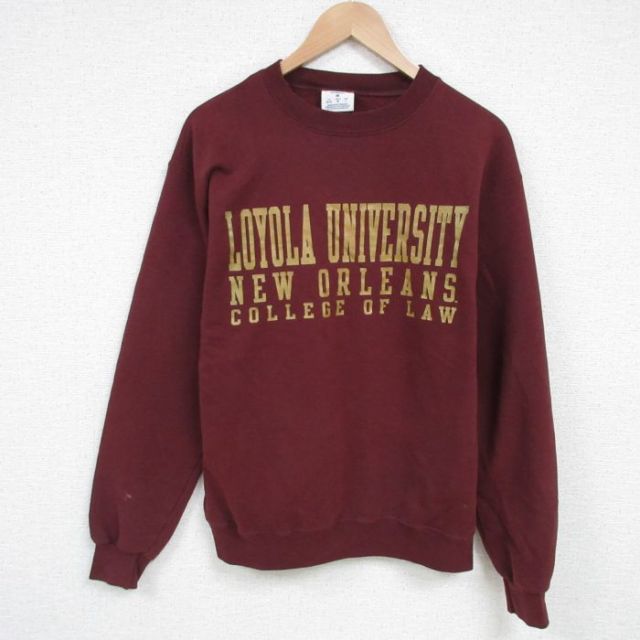 M★古着 チャンピオン Champion 長袖 スウェット メンズ ロヨラ 大学 ニューオーリンズ クルーネック エンジ 25feb26 中古 スエット トレーナー トップス