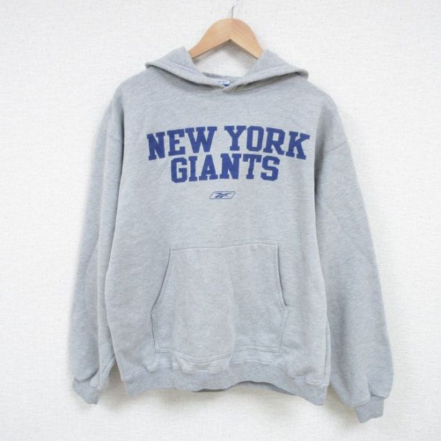 【50%OFF】XL★古着 リーボック REEBOK 長袖 スウェット パーカー メンズ 00年代 00s NFL ニューヨークジャイアンツ グレー 霜降り アメフト スーパーボウル 25feb27 中古 スエット トレーナー トップス