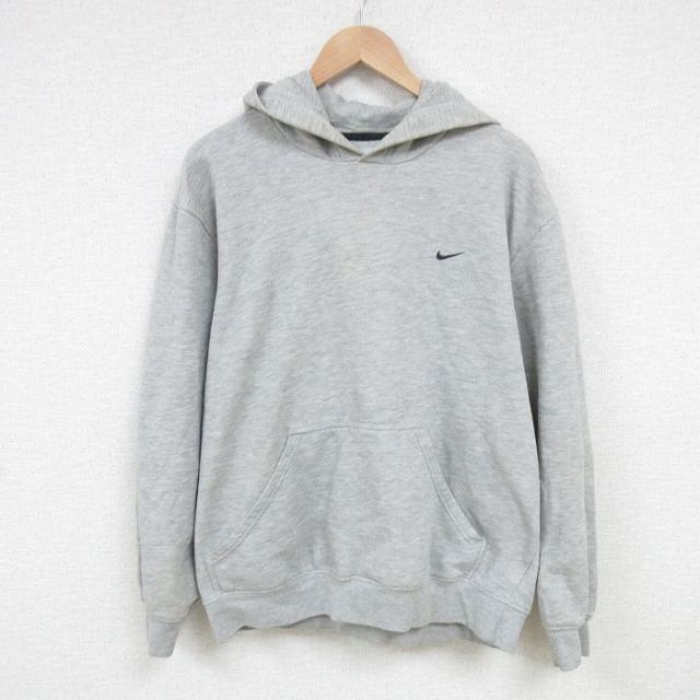 XL★古着 ナイキ NIKE 長袖 スウェット パーカー メンズ 00年代 00s ワンポイントロゴ グレー 霜降り 25feb27 中古 スエット トレーナー トップス