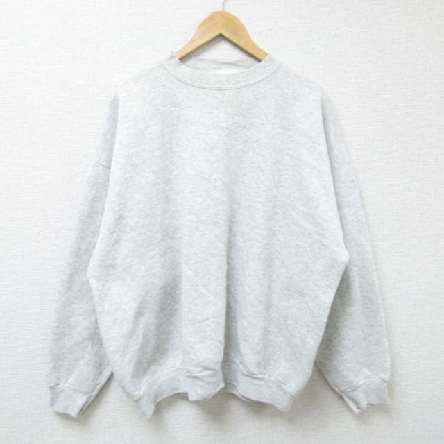 XL★古着 TULTEX 長袖 スウェット メンズ 90年代 90s 無地 大きいサイズ クルーネック 薄グレー 霜降り 25feb27 中古 スエット トレーナー トップス