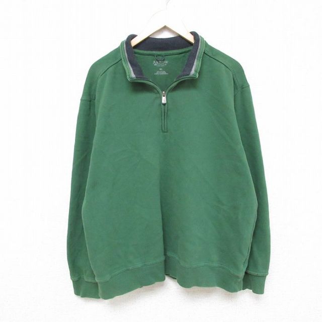 アロー 長袖ハーフジップスウェット 無地 グリーン XL | 古着