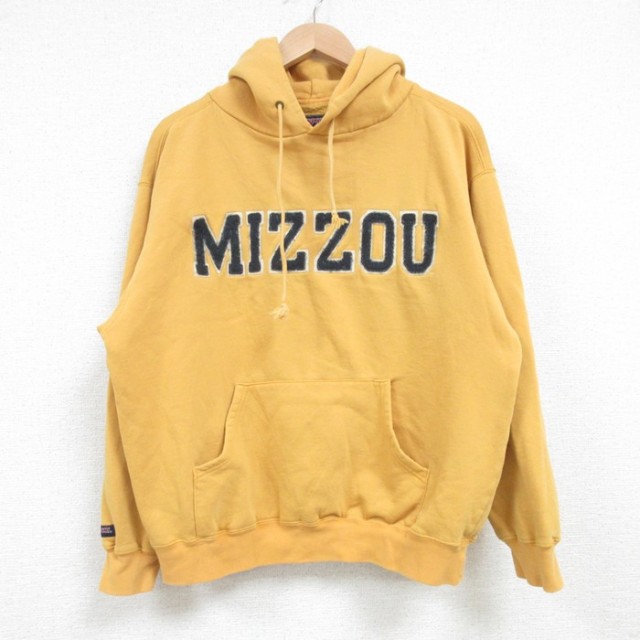 M★古着 ジャンスポーツ 長袖 スウェット パーカー メンズ 00年代 00s MIZZOU 薄黄 イエロー 25feb28 中古 スエット トレーナー トップス