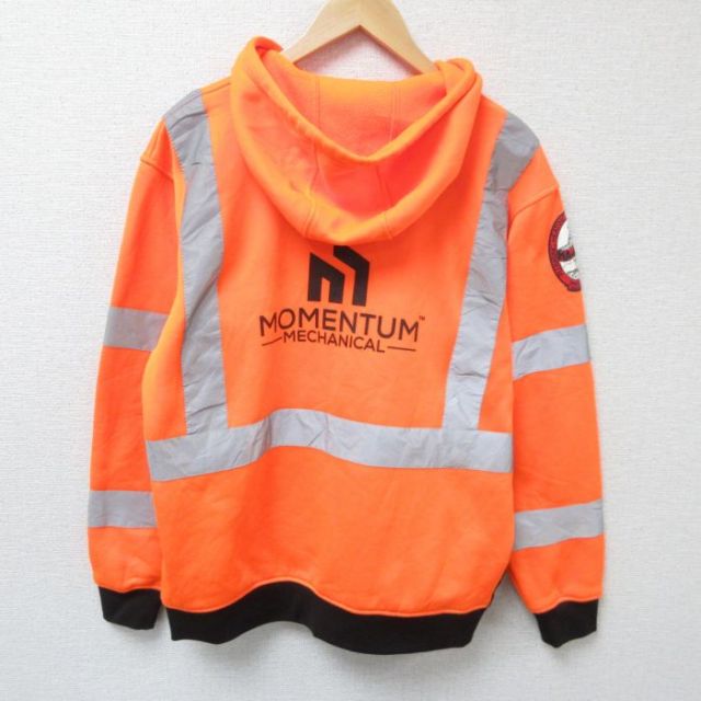 L★古着 長袖 スウェット パーカー メンズ MOMENTUM ツートンカラー リフレクター ポリエステル オレンジ他 25mar01 中古 スエット トレーナー トップス