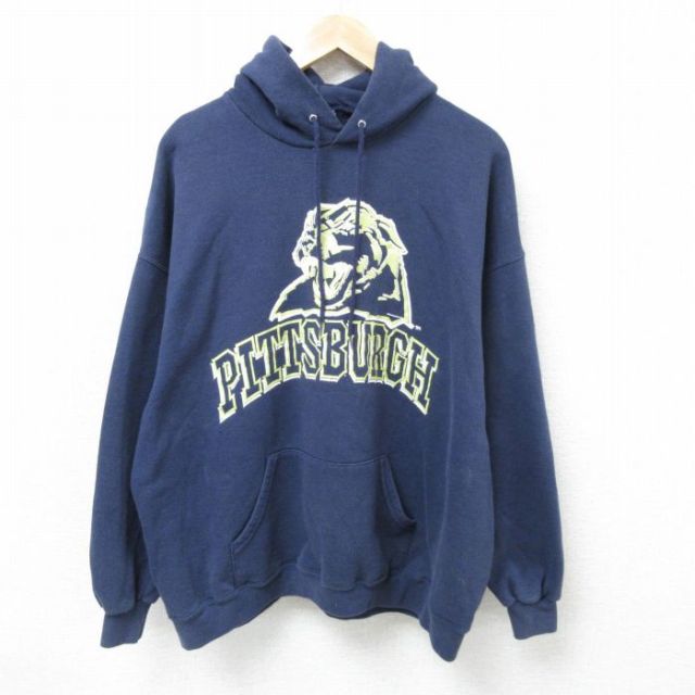 XL★古着 リー Lee 長袖 スウェット パーカー メンズ 00年代 00s ピッツバーグ トラ 大きいサイズ 紺 ネイビー 25mar01 中古 スエット トレーナー トップス