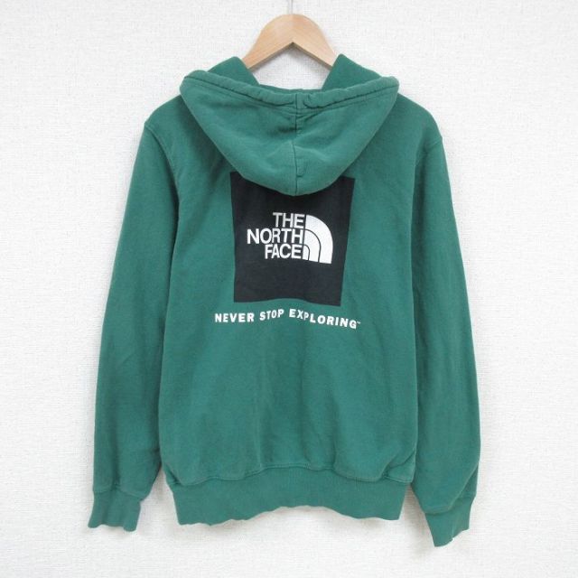 M★古着 ノースフェイス THE NORTH FACE 長袖 スウェット パーカー メンズ ビッグロゴ 緑 グリーン 25mar01 中古 スエット トレーナー トップス