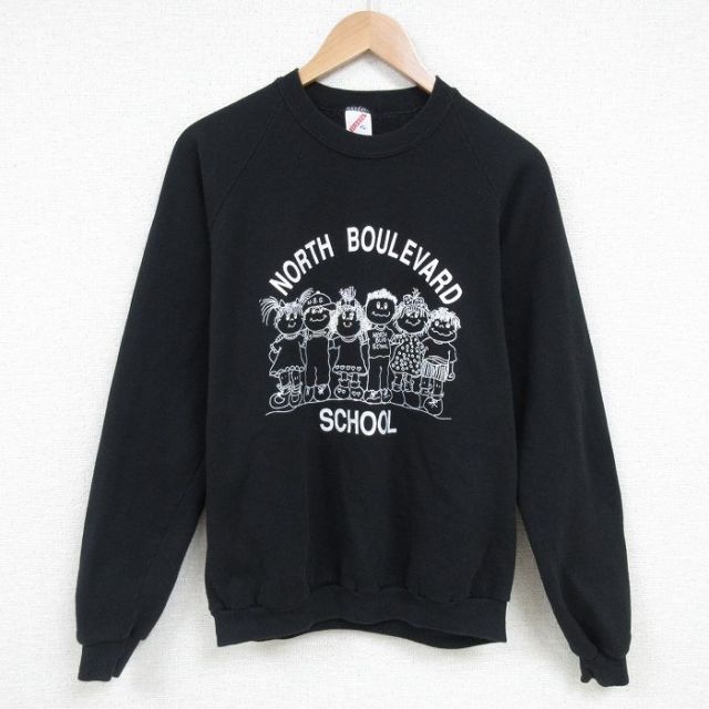 M★古着 ジャージーズ 長袖 スウェット メンズ 80年代 80s 子ども クルーネック USA製 黒 ブラック 25mar01 中古 スエット トレーナー トップス