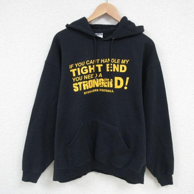 XL★古着 ジャージーズ 長袖 スウェット パーカー メンズ 00年代 00s NFL ピッツバーグスティーラーズ 黒 ブラック アメフト スーパーボウル 25mar01 中古 スエット トレーナー トップス
