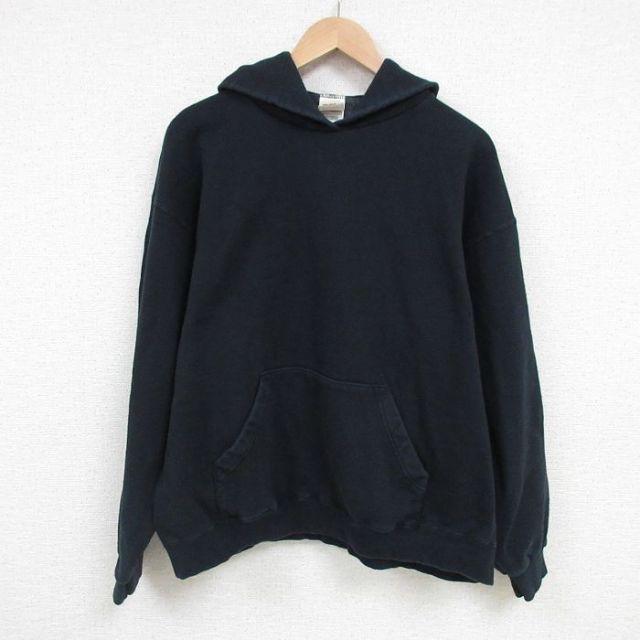 XL★古着 フルーツオブザルーム 長袖 スウェット パーカー メンズ 00年代 00s 無地 クルーネック 黒 ブラック 25mar01 中古 スエット トレーナー トップス