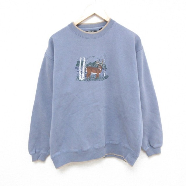 シカ 00s 長袖スウェット 刺繍 ネイビー L | 古着
