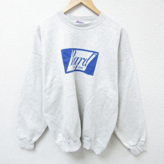XL★古着 ヘインズ Hanes 長袖 スウェット メンズ 00年代 00s Bard クルーネック 薄グレー 霜降り 25mar03 中古 スエット トレーナー トップス