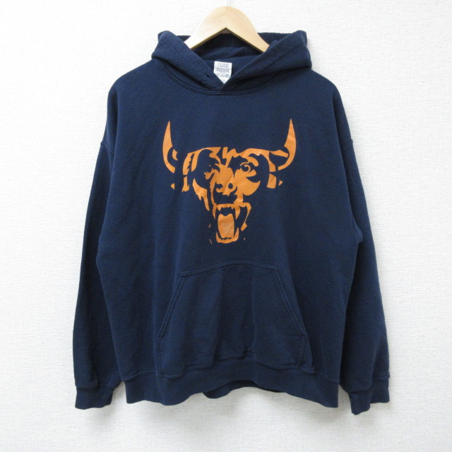 L★古着 長袖 スウェット パーカー メンズ 00年代 00s バッファロー クルーネック 紺 ネイビー 25mar03 中古 スエット トレーナー トップス