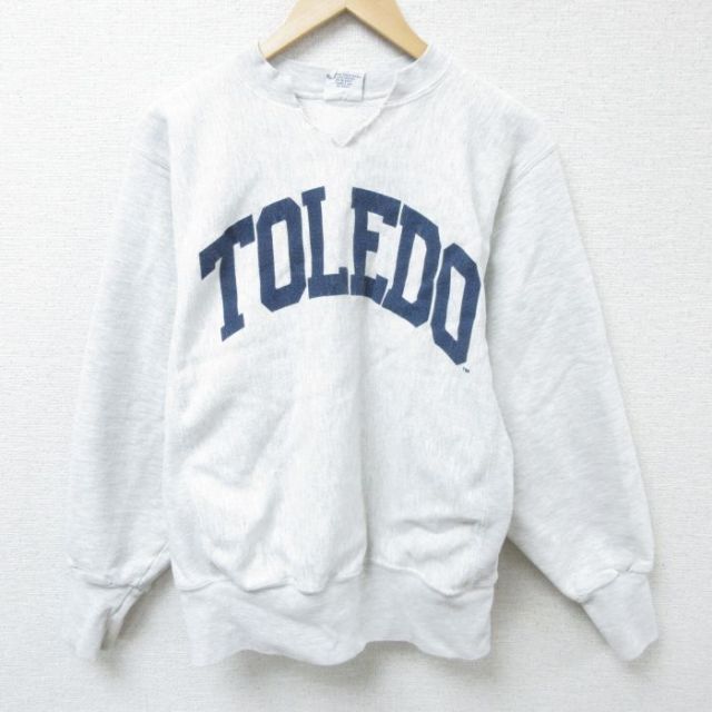 M★古着 長袖 スウェット メンズ 90年代 90s TOLEDO クルーネック USA製 薄グレー 霜降り 25mar05 中古 スエット トレーナー トップス