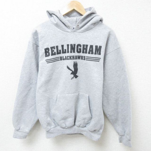 M★古着 チャンピオン Champion 長袖 スウェット パーカー メンズ 鳥 グレー 霜降り 25mar05 中古 スエット トレーナー トップス