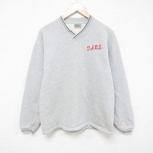 M★古着 ジャージーズ 長袖 スウェット メンズ 00年代 00s DARE Vネック グレー 霜降り 25mar05 中古 スエット トレーナー トップス