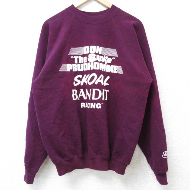 L★古着 ヘインズ Hanes 長袖 スウェット メンズ 80年代 80s SKOAL BANDIT ラグラン クルーネック USA製 エンジ 25mar06 中古 スエット トレーナー トップス