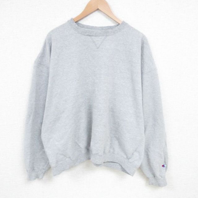 XL★古着 チャンピオン Champion 長袖 スウェット メンズ 00年代 00s 無地 大きいサイズ クルーネック グレー 霜降り 25mar06 中古 スエット トレーナー トップス