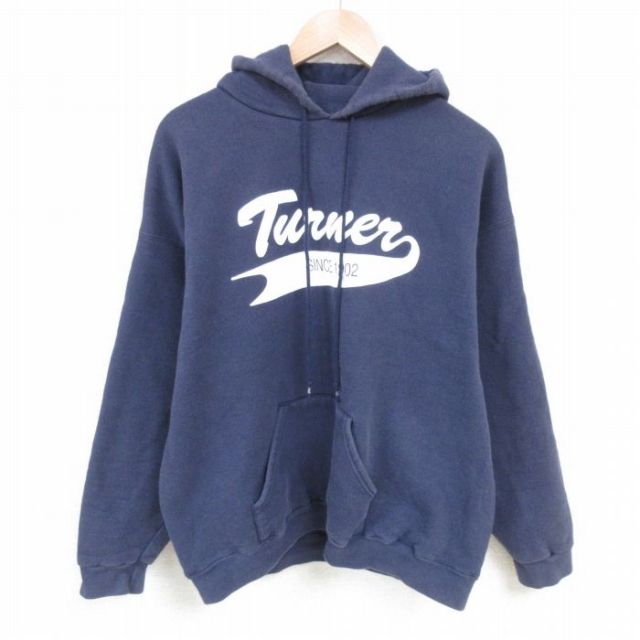 XL★古着 リー Lee 長袖 スウェット パーカー メンズ 90年代 90s Turner USA製 紺 ネイビー 25mar06 中古 スエット トレーナー トップス