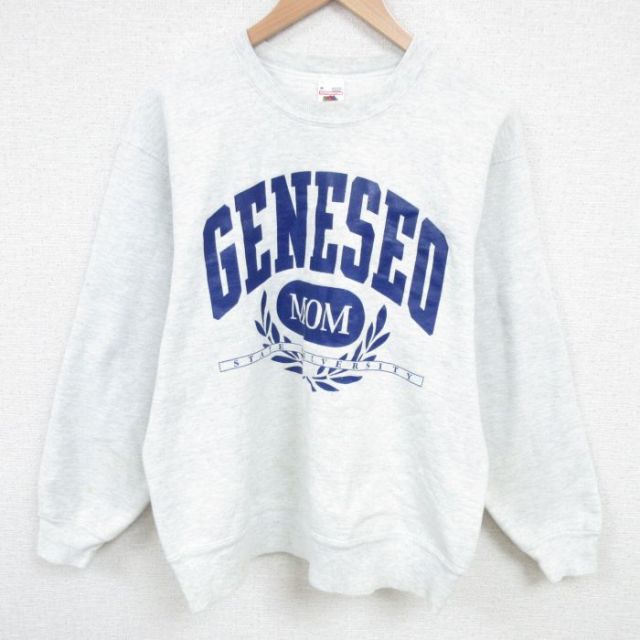 【50%OFF】M★古着 フルーツオブザルーム 長袖 スウェット メンズ 90年代 90s ジェネセオ クルーネック USA製 薄グレー 霜降り 25mar06 中古 スエット トレーナー トップス