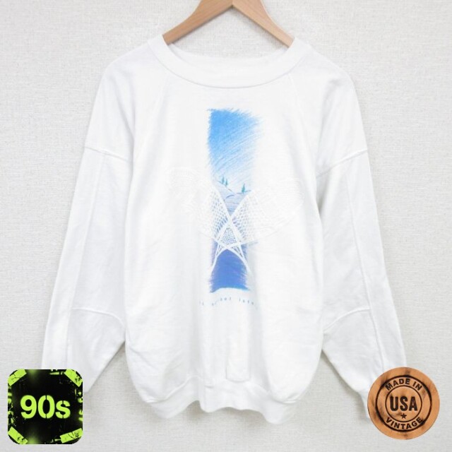 SEA DOG 90s 長袖スウェット ラケット ホワイト L | 古着