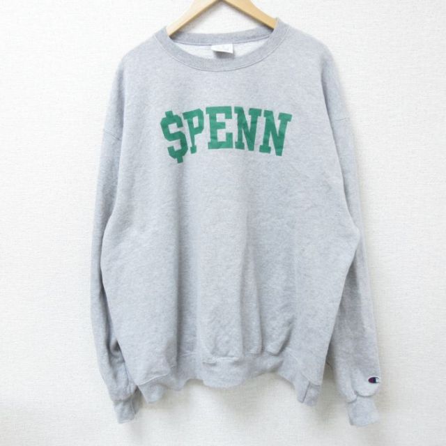 XL★古着 チャンピオン Champion 長袖 スウェット メンズ PENN 大きいサイズ クルーネック グレー 霜降り 25mar13 中古 スエット トレーナー トップス