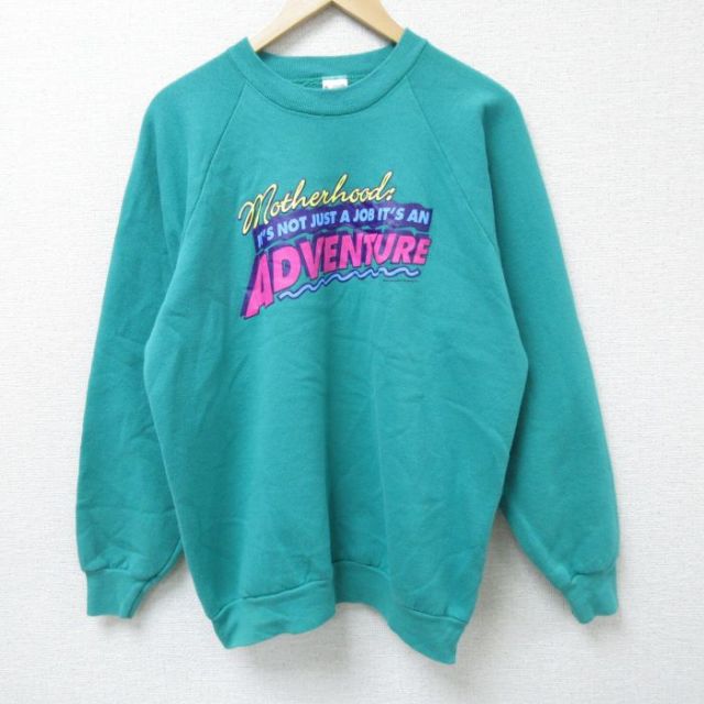 L★古着 フルーツオブザルーム 長袖 スウェット メンズ 90年代 90s ADVENTURE クルーネック USA製 緑 グリーン 25mar13 中古 スエット トレーナー トップス