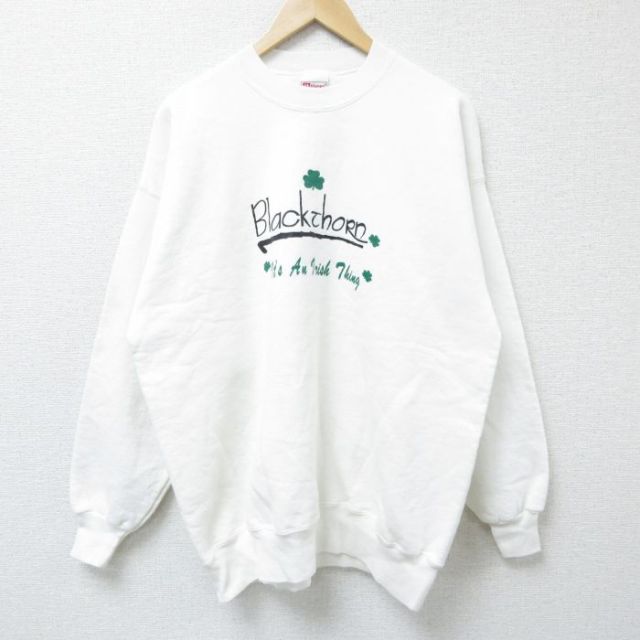 ヘインズ 00s 長袖スウェット クローバー ホワイト XL | 古着
