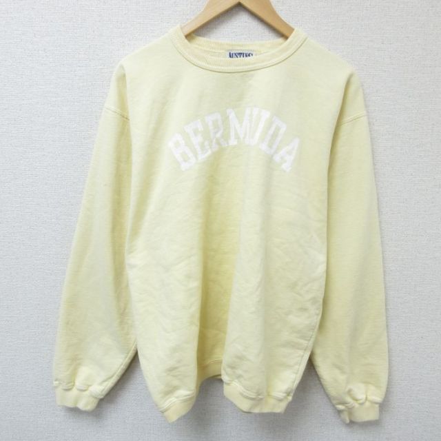 XL★古着 長袖 スウェット メンズ 00年代 00s バミューダ クルーネック カナダ製 薄黄 イエロー 25mar13 中古 スエット トレーナー トップス