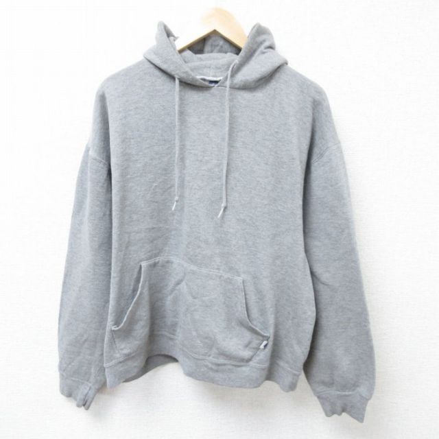 XL★古着 ラッセル 長袖 スウェット パーカー メンズ 00年代 00s 無地 グレー 霜降り 25mar13 中古 スエット トレーナー トップス