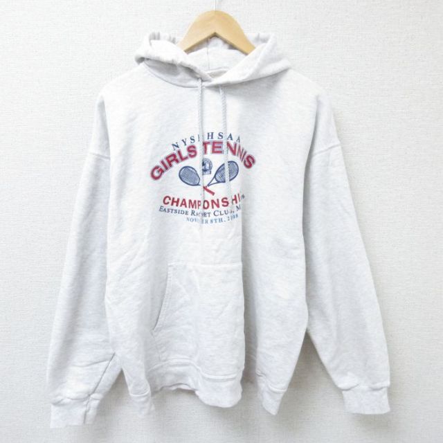 【50%OFF】XL★古着 長袖 スウェット パーカー メンズ 00年代 00s テニス 薄グレー 霜降り 25mar13 中古 スエット トレーナー トップス