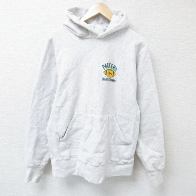 L★古着 長袖 スウェット パーカー メンズ 90年代 90s パッカーズ クルーネック USA製 グレー 霜降り 25mar13 中古 スエット トレーナー トップス