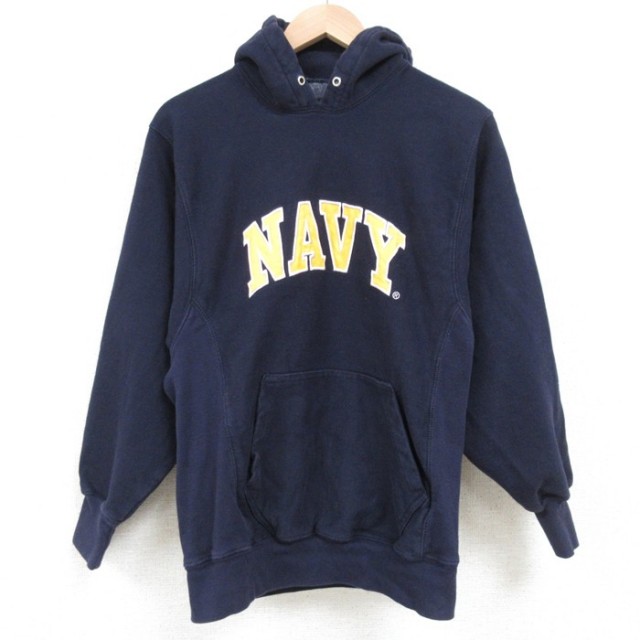 【50%OFF】XS★古着 STEAVE＆BARRYS 長袖 スウェット パーカー メンズ ミリタリー ネイビー NAVY 紺 25mar13 中古 スエット トレーナー トップス