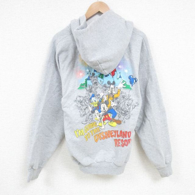 XL★古着 ヘインズ Hanes 長袖 フルジップ スウェット パーカー メンズ ディズニー DISNEY ミッキー MICKEY MOUSE グレー 霜降り 25mar07 中古 スエット トレーナー トップス