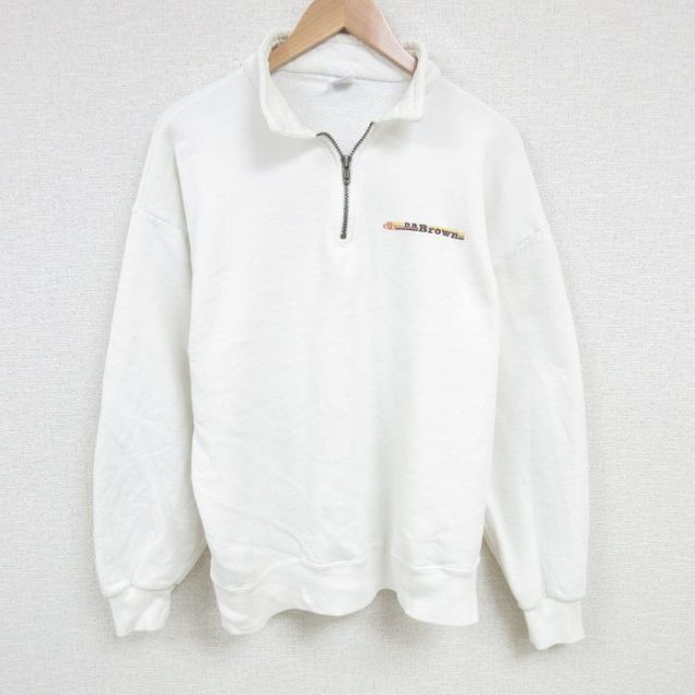 【50%OFF】XL★古着 ジャージーズ 長袖 ハーフジップ スウェット メンズ 90年代 90s 大きいサイズ USA製 白 ホワイト 25mar07 中古 スエット トレーナー トップス