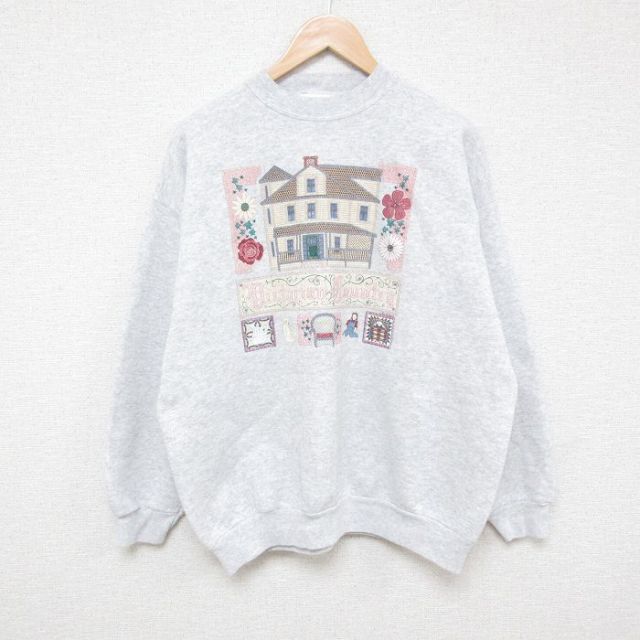 00s 長袖スウェット 家花 グレー XL | 古着