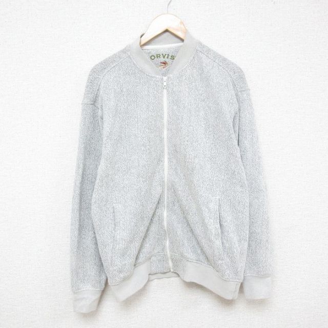L★古着 オービス ORVIS 長袖 フルジップ スウェット メンズ 無地 グレー 霜降り 25mar08 中古 スエット トレーナー トップス