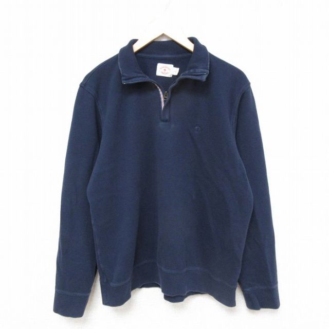 L★古着 ブルックスブラザーズ BROOKS BROTHERS Brooks Brothers 長袖 ブランド ハーフジップ スウェット メンズ ワンポイントロゴ 紺 ネイビー 25mar08 中古 スエット トレーナー トップス