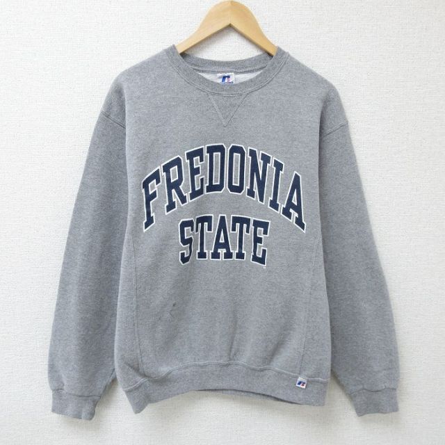 M★古着 ラッセル 長袖 スウェット メンズ 00年代 00s FREDONIA クルーネック グレー 霜降り 25mar10 中古 スエット トレーナー トップス