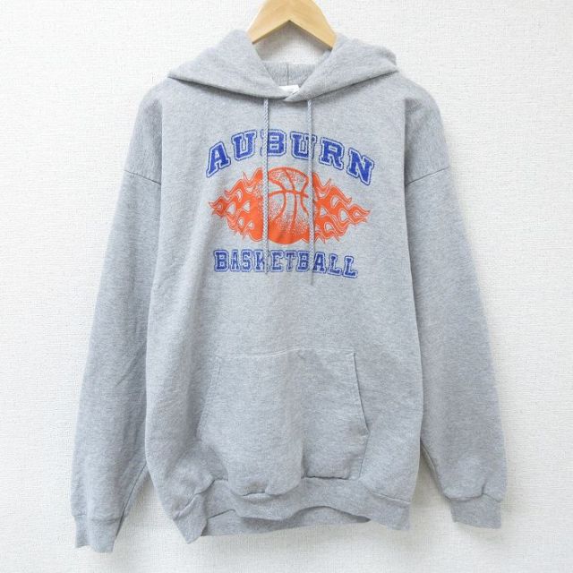 L★古着 長袖 スウェット パーカー メンズ 00年代 00s バスケットボール グレー 霜降り 25mar10 中古 スエット トレーナー トップス