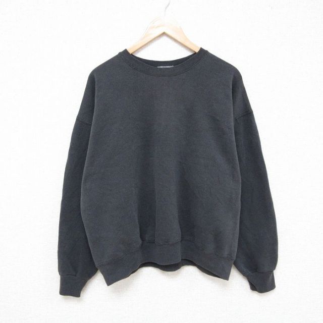 XL★古着 ヘインズ Hanes 長袖 スウェット メンズ 00年代 00s 無地 クルーネック 濃グレー 25mar14 中古 スエット トレーナー トップス