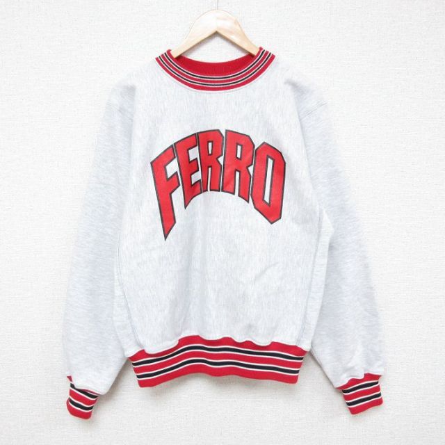 L★古着 長袖 スウェット メンズ 90年代 90s FERRO クルーネック USA製 薄グレー 霜降り 25mar14 中古 スエット トレーナー トップス