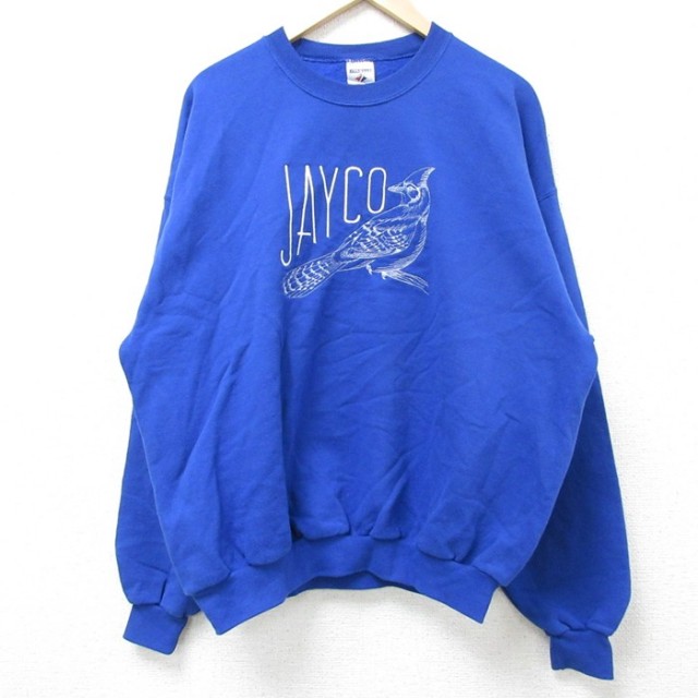 ジャージーズ 00s 長袖スウェット 鳥刺繍 ブルー XL | 古着