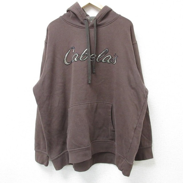 XL★古着 カベラス 長袖 スウェット パーカー メンズ ビッグロゴ 大きいサイズ こげ茶 ブラウン 25mar12 中古 スエット トレーナー トップス