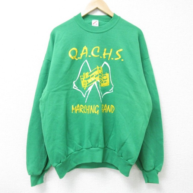 【50%OFF】XL★古着 ジャージーズ 長袖 スウェット メンズ 90年代 90s マーチングバンド クルーネック USA製 緑 グリーン 25mar12 中古 スエット トレーナー トップス