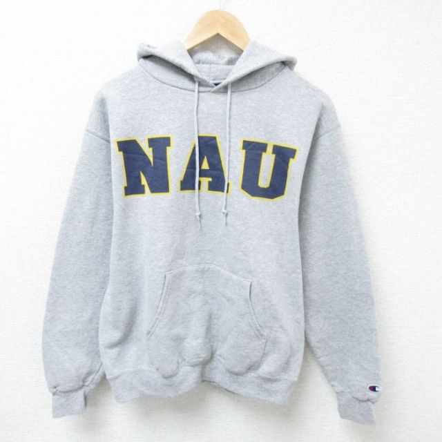 M★古着 チャンピオン Champion 長袖 スウェット パーカー メンズ 00年代 00s NAU グレー 霜降り 25mar15 中古 スエット トレーナー トップス