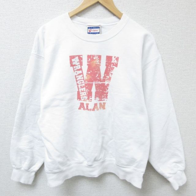 L★古着 ヘインズ Hanes 長袖 スウェット メンズ 00年代 00s ALAN クルーネック 白 ホワイト 25mar15 中古 スエット トレーナー トップス