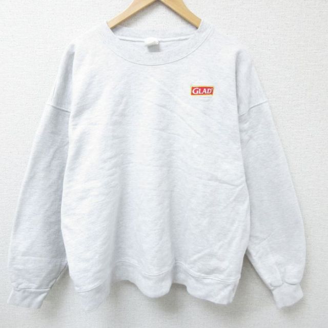【50%OFF】XL★古着 ヘインズ Hanes 長袖 スウェット メンズ GLAD 大きいサイズ クルーネック 薄グレー 霜降り 25mar15 中古 スエット トレーナー トップス