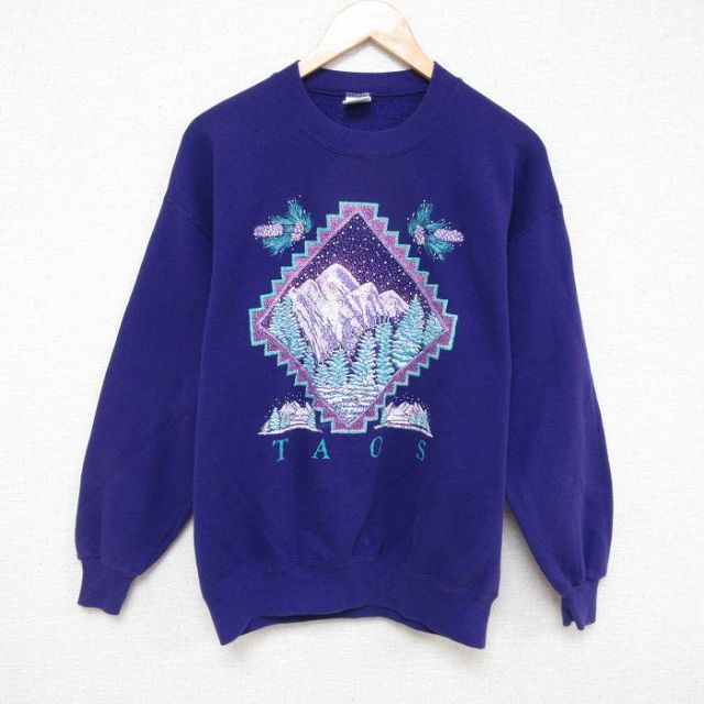 【50%OFF】L★古着 ジャージーズ 長袖 スウェット メンズ 80年代 80s TAOS クルーネック USA製 紫 パープル 25mar21 中古 スエット トレーナー トップス