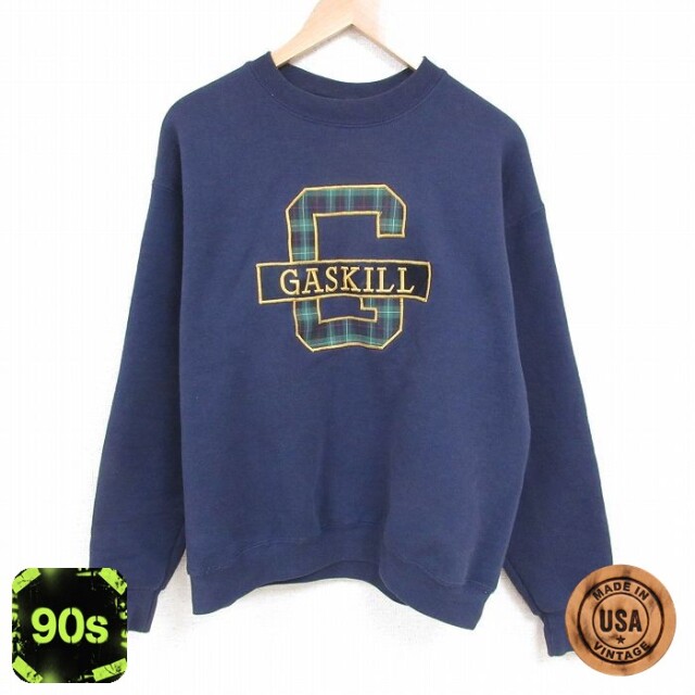 リー 90s 長袖スウェット ガスキル刺繍 ネイビー XL | 古着