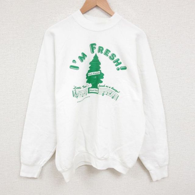 XL★古着 フルーツオブザルーム 長袖 スウェット メンズ 90年代 90s 五線譜 ラグラン クルーネック USA製 白 ホワイト 25mar17 中古 スエット トレーナー トップス